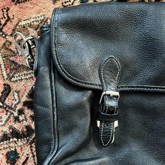 Roots Black Leather Satchel Briefcase School Laptop Bag - Picture 3 of 16